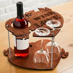 Подставка под вино и бокалы Love, коричневый, 32 x 26 см