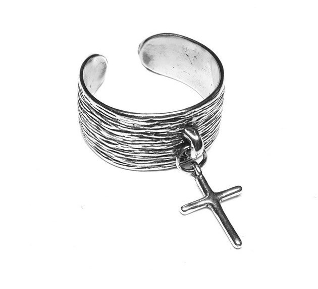 Кольцо Крест из серебра, серебро 925