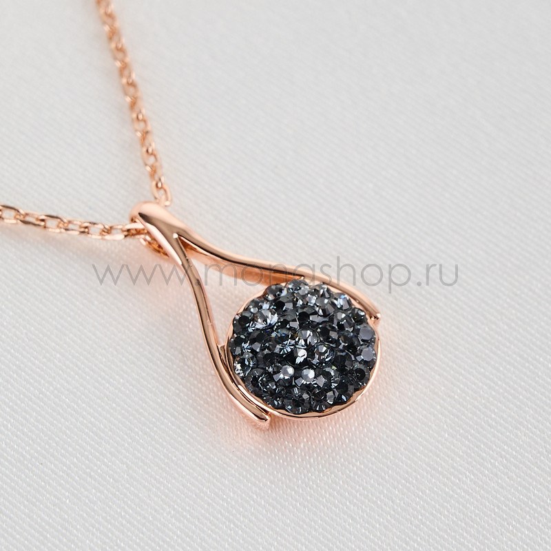 Подвеска на шею с черными кристаллами Swarovski Стелла