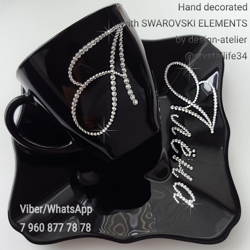 Чайная пара SWAROVSKI Имя (Black)