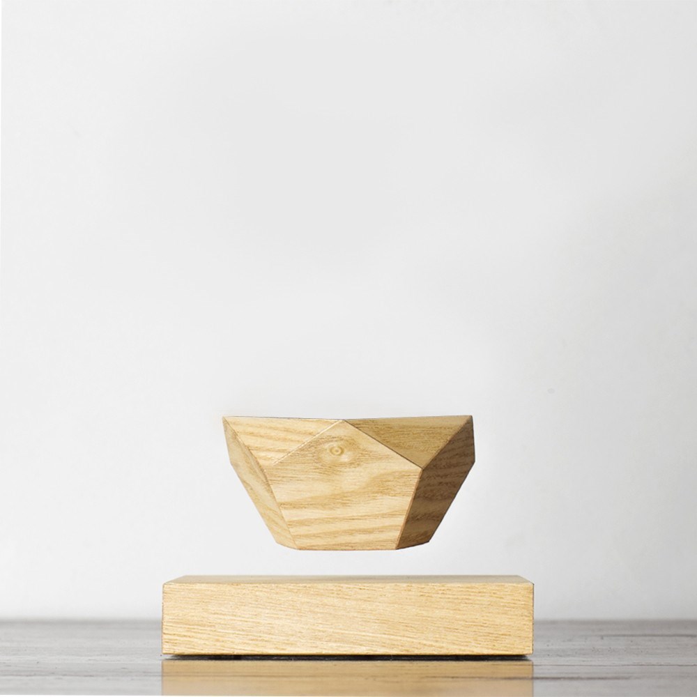 Левитирующий горшок LePlant Wood светлый (бонсай)