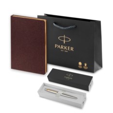 Подарочный набор Parker: Ручка гелевая Parker Jotter Core K694 Stainless Steel GT и Ежедневник Saffian 1933352_011667