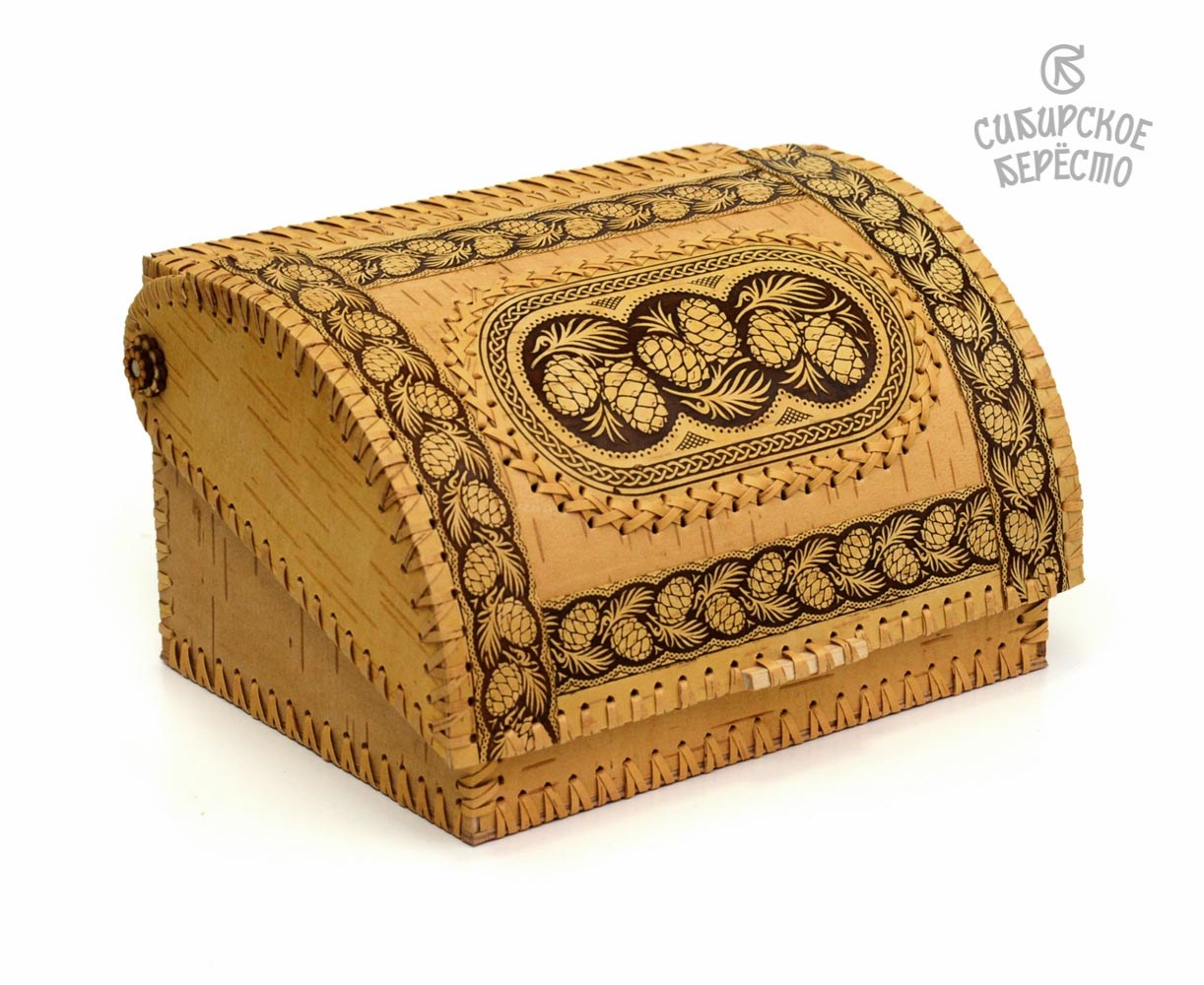 Хлебница из бересты на 1 булку Шишки