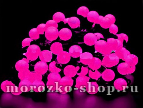 Электрогирлянда Большие розовые мультишарики, 70 розовых LED ламп