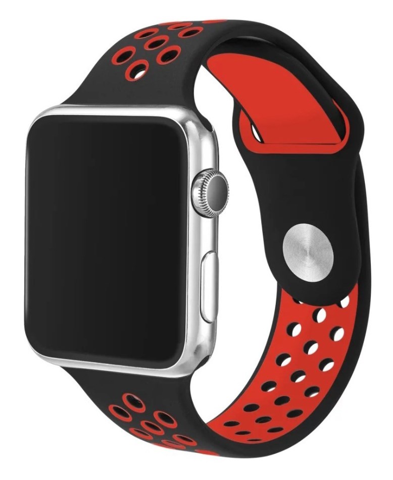 Силиконовый ремешок Nike для Apple Watch (черный с красным)