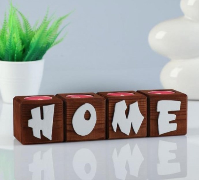Набор свечей в декоративных подсвечниках HOME (Вишня)