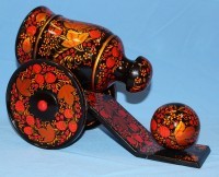Мини-бар для вина из дерева Царь-пушка, хохлома