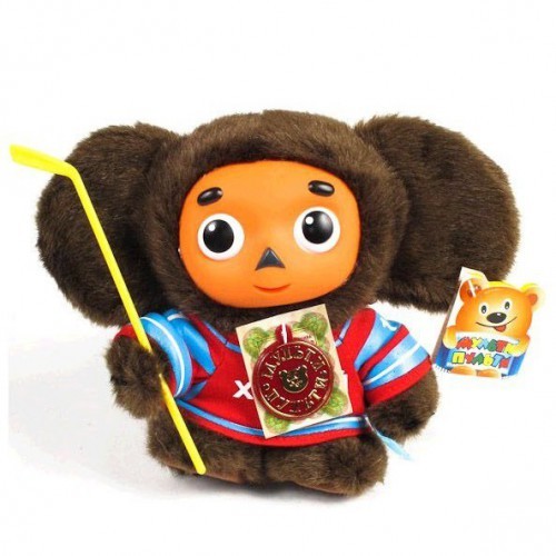 Мягкая озвученная игрушка Чебурашка-хоккеист