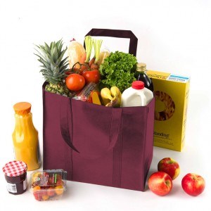Эко сумка-шоппер для продуктов, бордовый, 40 x 25 x 33 см