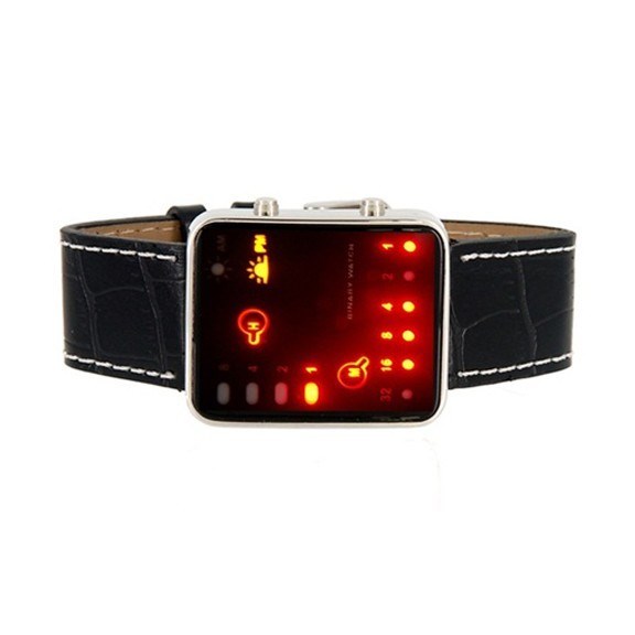 Черные бинарные LED часы Nexer 375B