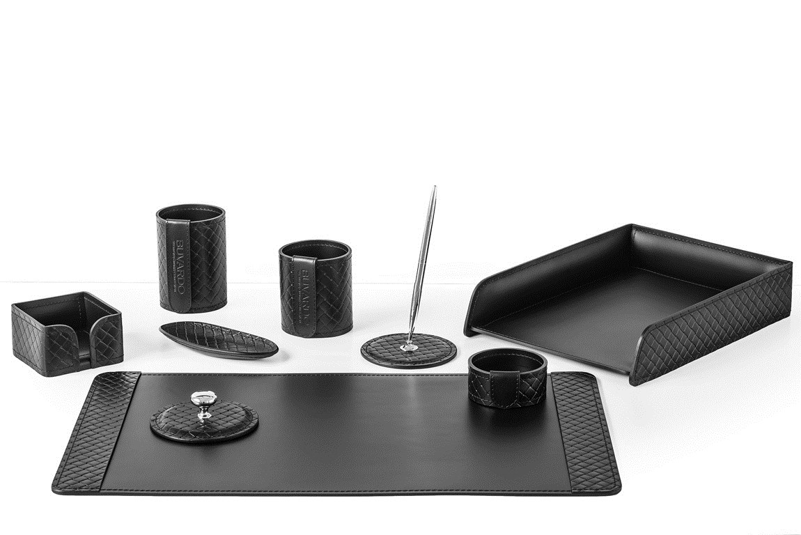 Настольный набор из кожи FG Black treccia