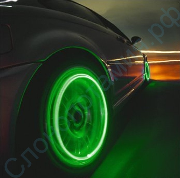 Комплект из 4 зеленых LED подсветок для колес автомобиля