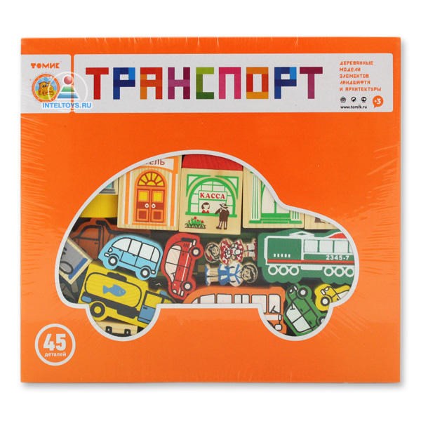 Деревянный конструктор «Транспорт», 45 деталей