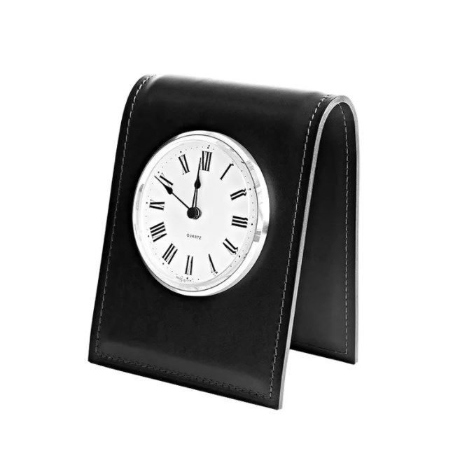 Настольные часы Luxe из кожи Full Grain Bologna Black