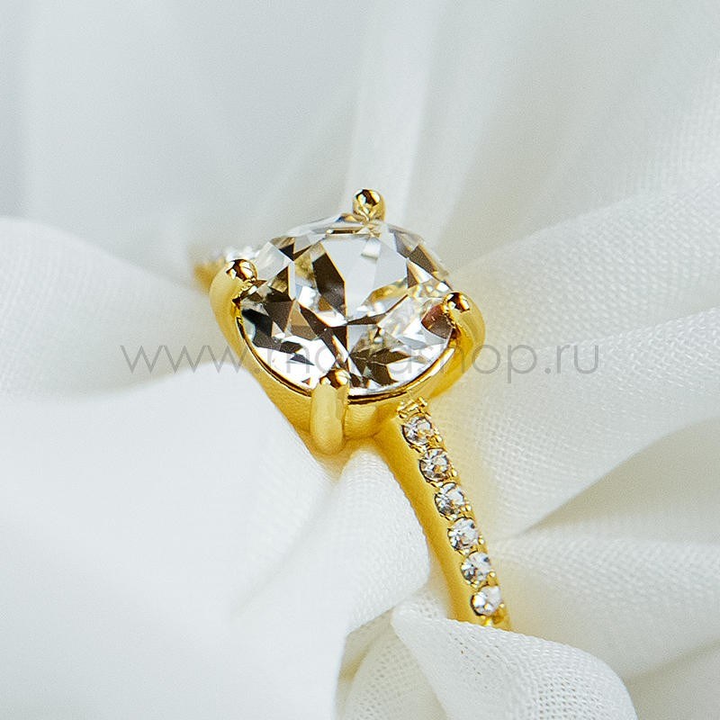 Кольцо с белым кристаллом Swarovski Классика