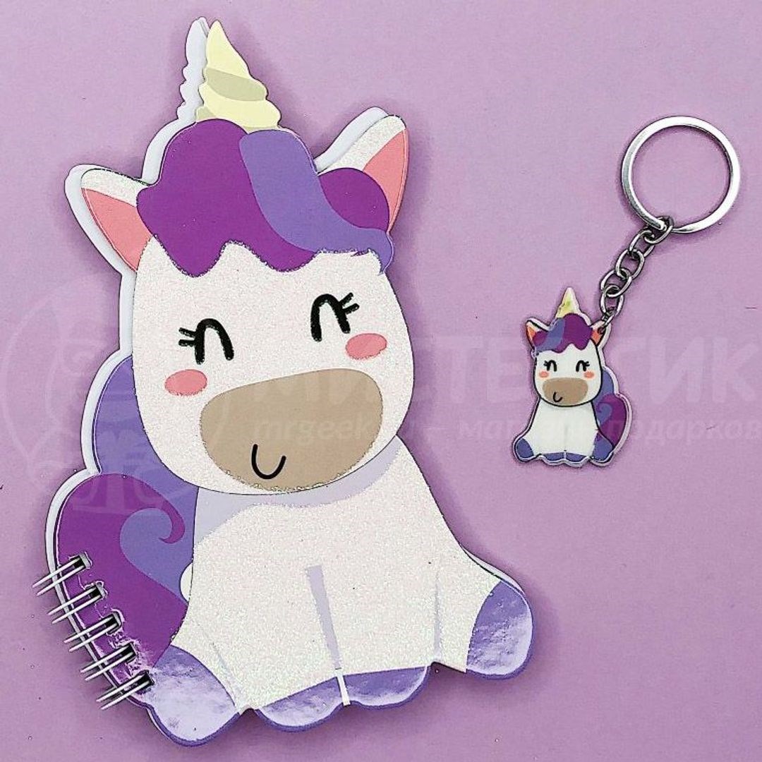 Блокнот+брелок Единорог Sedentary unicorn