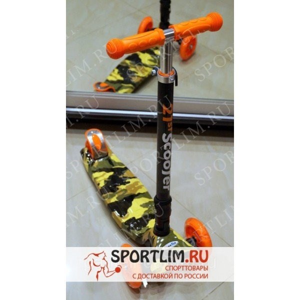 Самокат Scooter 21-st MAXI PRINT со светящимися колесами