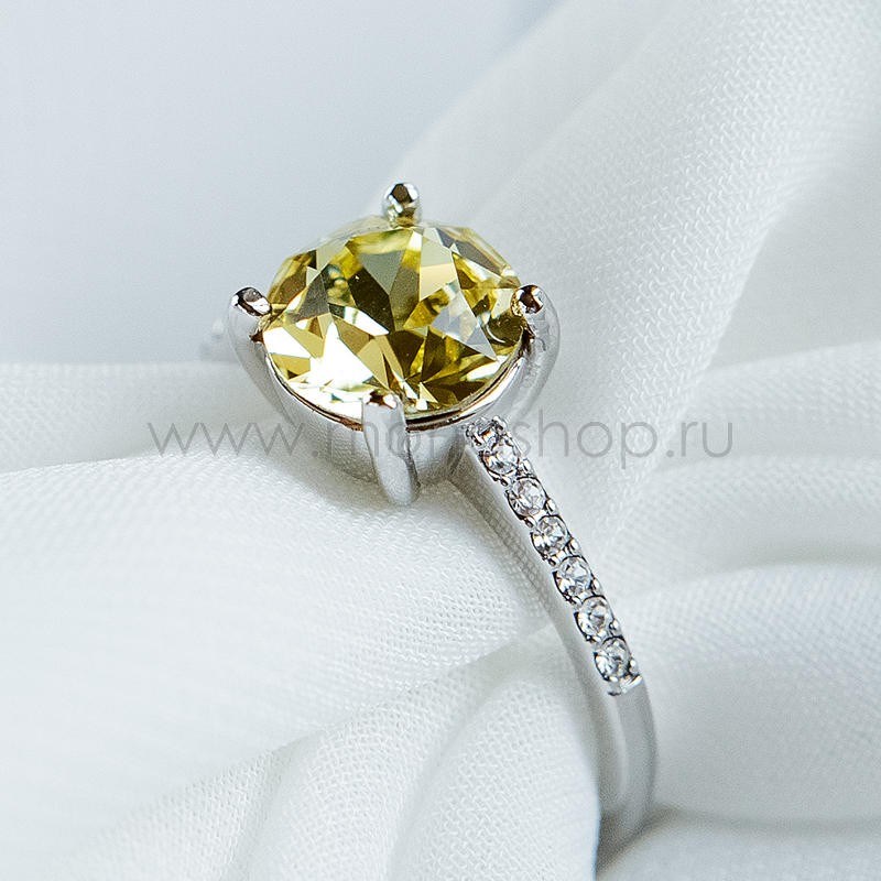 Кольцо с желтым кристаллом Swarovski Классика