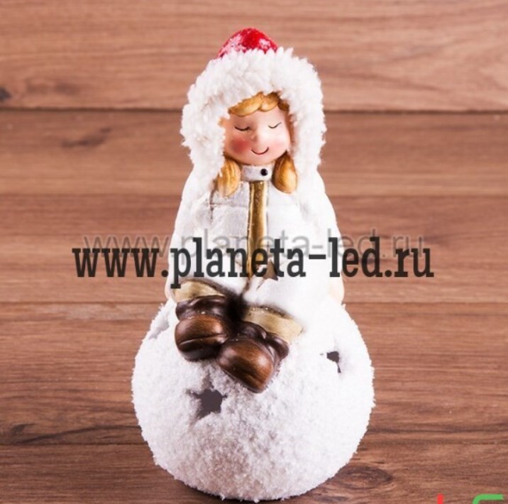 Керамическая фигурка Снегурочка на шаре