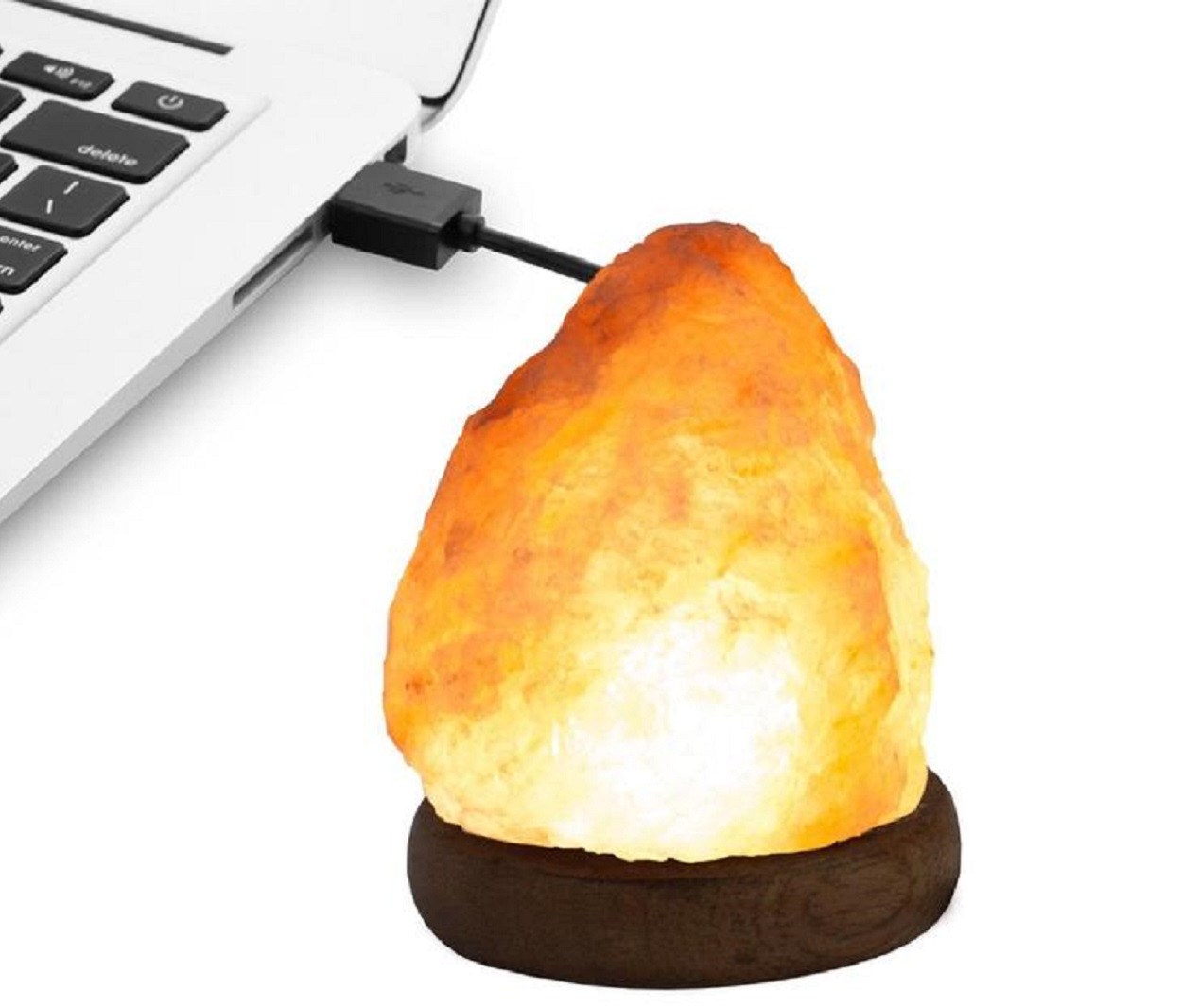 Декоративно-обработанная соляная лампа USB 0.5 кг