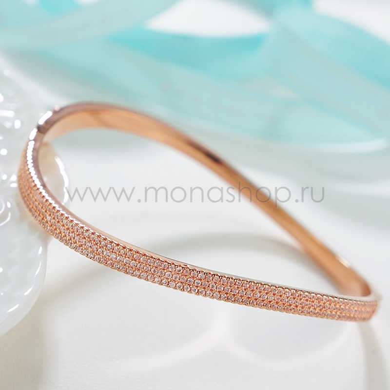 Браслет «Нежный шлейф» с белыми кристаллами Swarovski