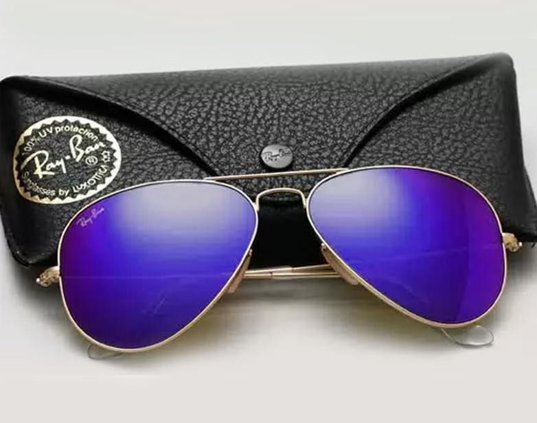 Темно-синие зеркальные очки Ray Ban Aviator