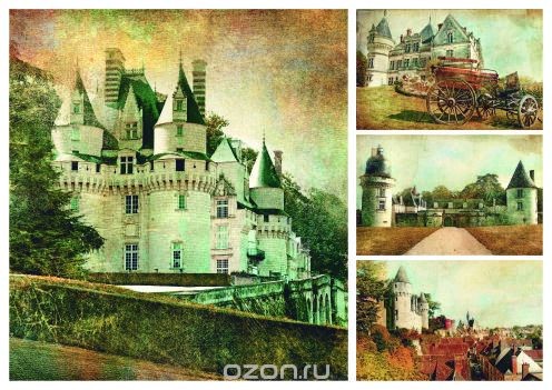 Рисовая карта для декупажа Замки, формат А3