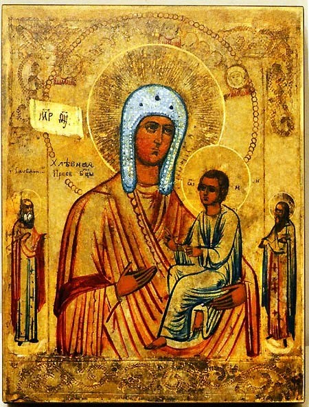 Хлебная (Запечная) икона Божьей Матери на дереве