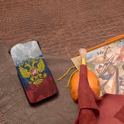 Кожаный чехол-флип для iPhone 6S/6 Герб и Флаг РФ