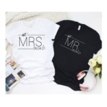 Парные футболки для мужа и жены Est Mr Mrs с датой свадьбы
