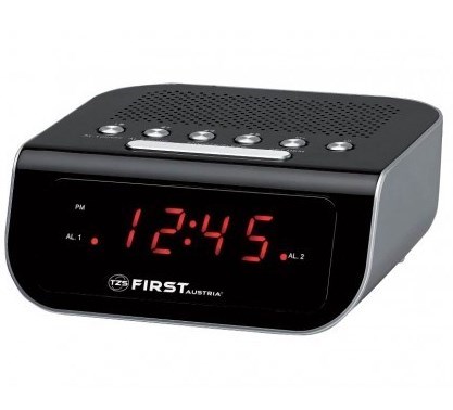 Черные радиочасы First 0.6 LED красный, AM/FM
