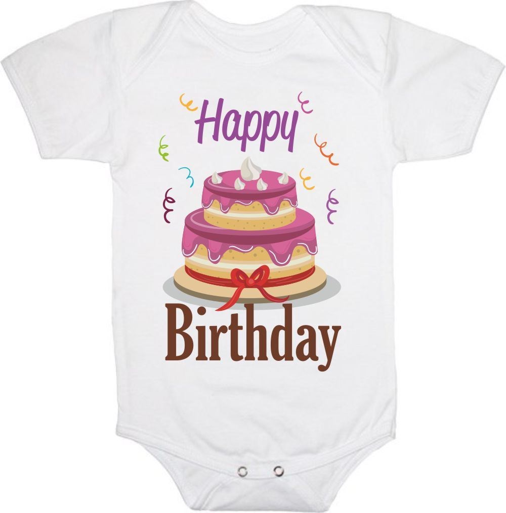 Детское боди Happy birthday. Тортик