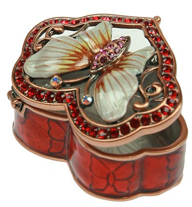 Шкатулка со стразами Сердце, красная