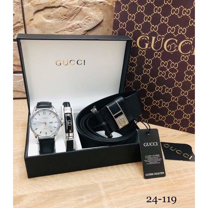 Подарочный набор Gucci: часы, ремень и браслет