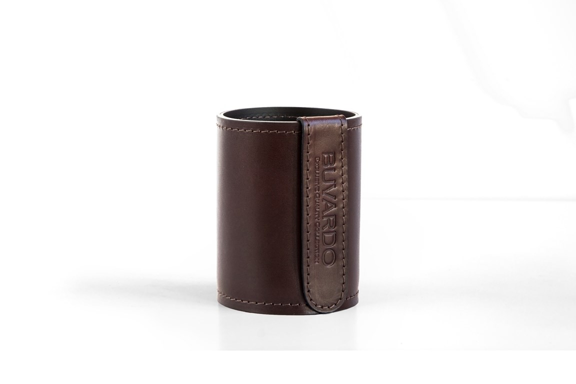 Стакан канцелярский Н12 PREMIUM из кожи Full Grain Brown