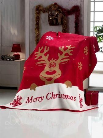 Плед Merry Christmas Cotton, красный, 150х200