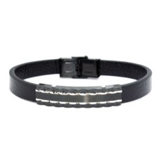 Браслет из кожи и стали Spikes SLQ-1008K-085 с гравировкой