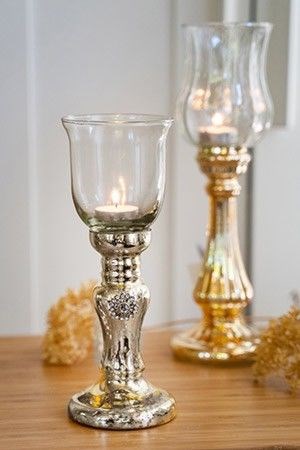 Подсвечник БОКАЛ на серебряной ножке, 10х26см, KAEMINGK