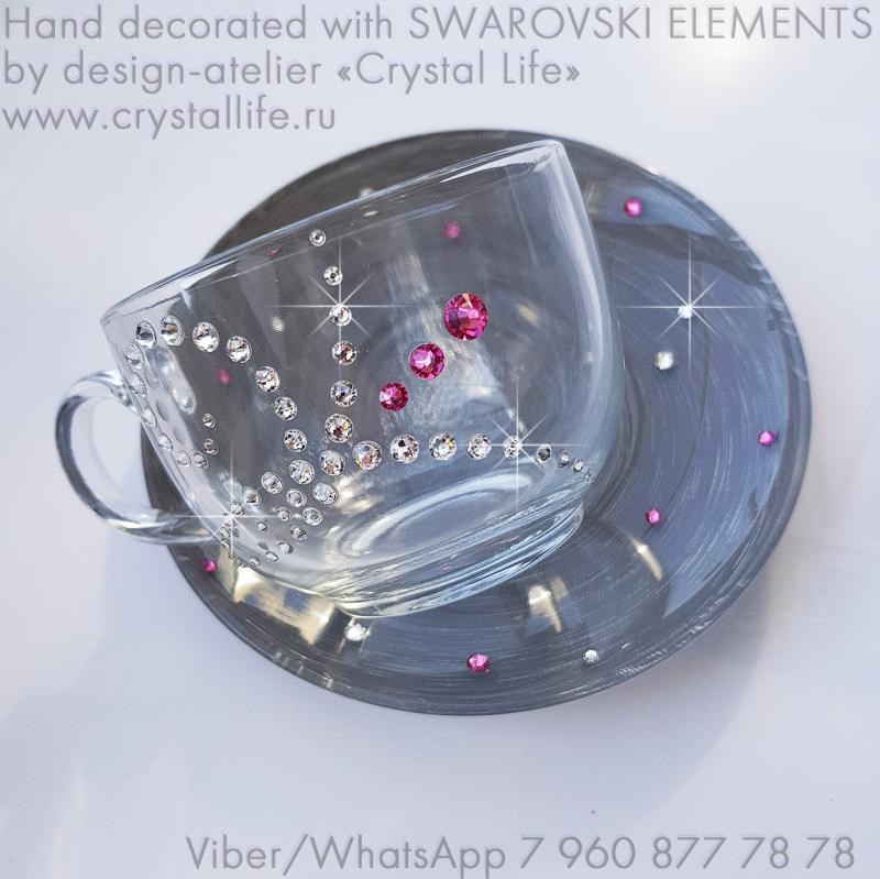 Чайная пара SWAROVSKI Нежность Rose (Clear)