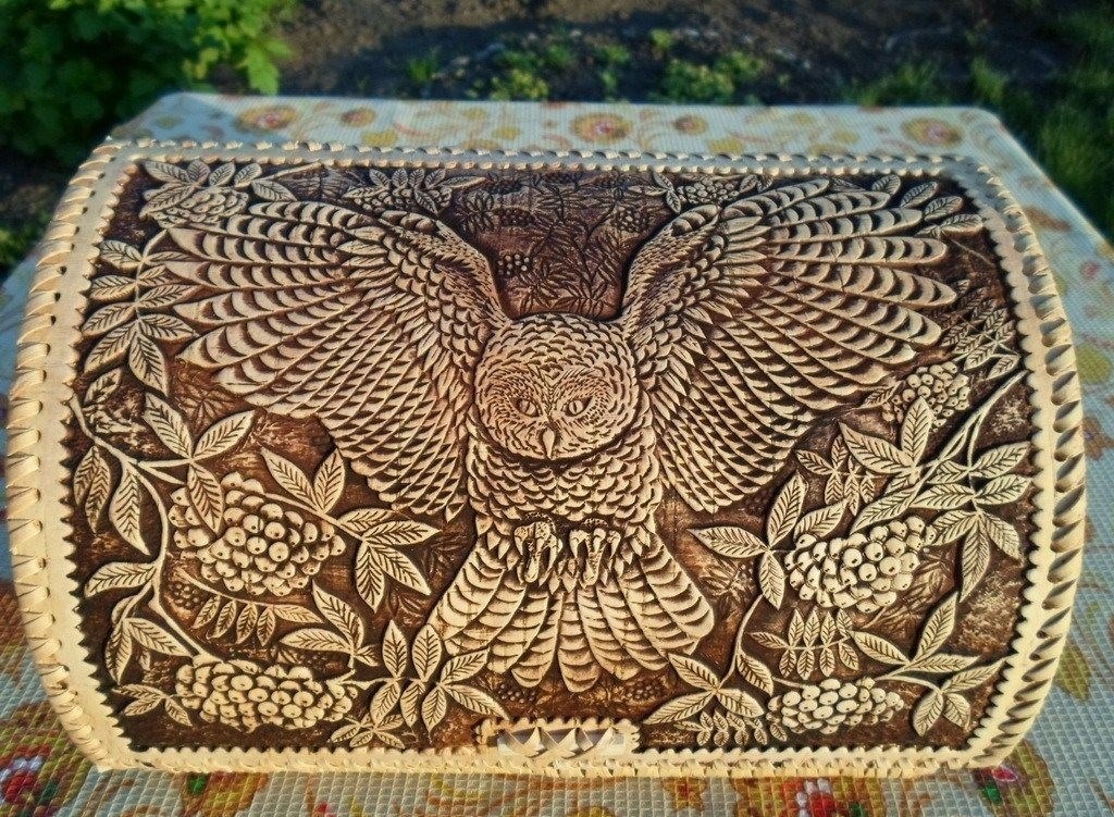 Хлебница из бересты Совушка