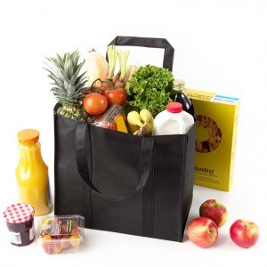 Эко сумка-шоппер для продуктов, черный, 40 x 25 x 33 см