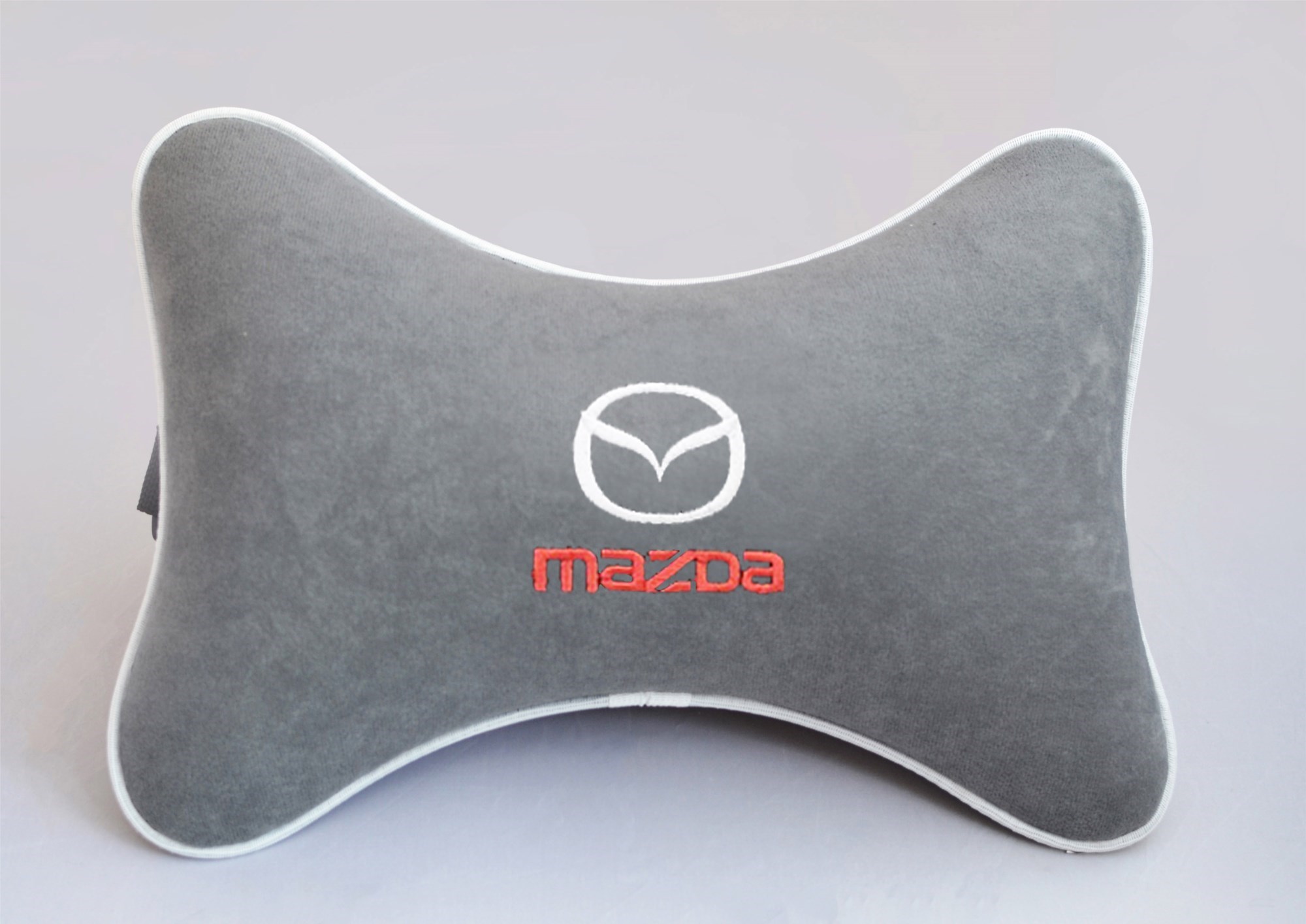 Подушка на подголовник из серого велюра Mazda