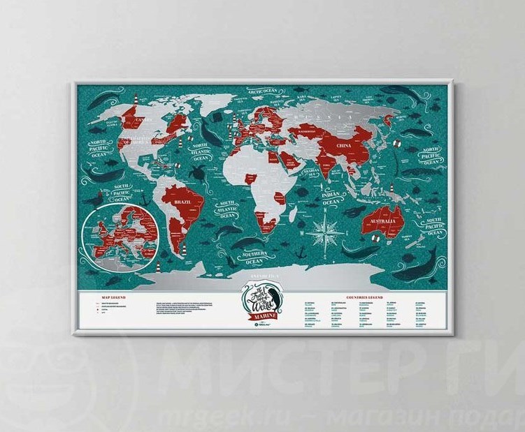 Скретч-карта мира Travel Map Marine World