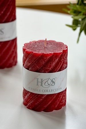 Свеча-столбик ТВИСТ, красная, 6.8х9 см