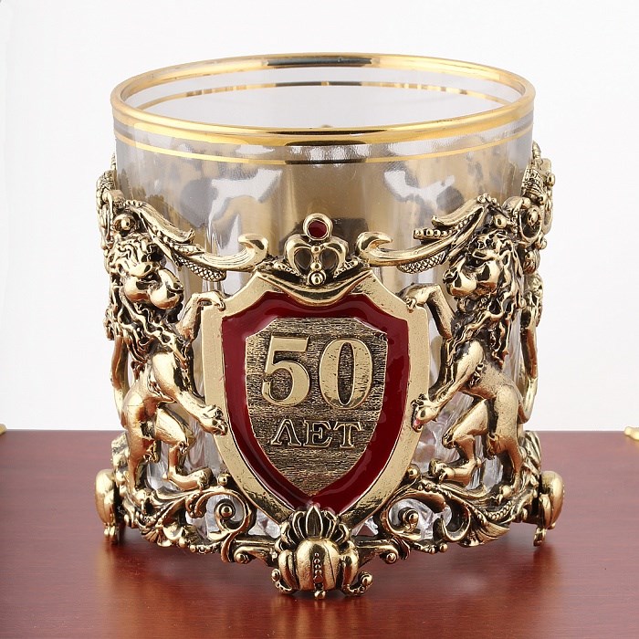 Бокал для виски Юбилей. 50 лет в деревянной шкатулке