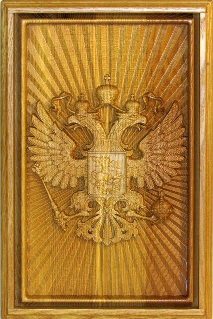 Лото в резной шкатулке из ясеня Герб России