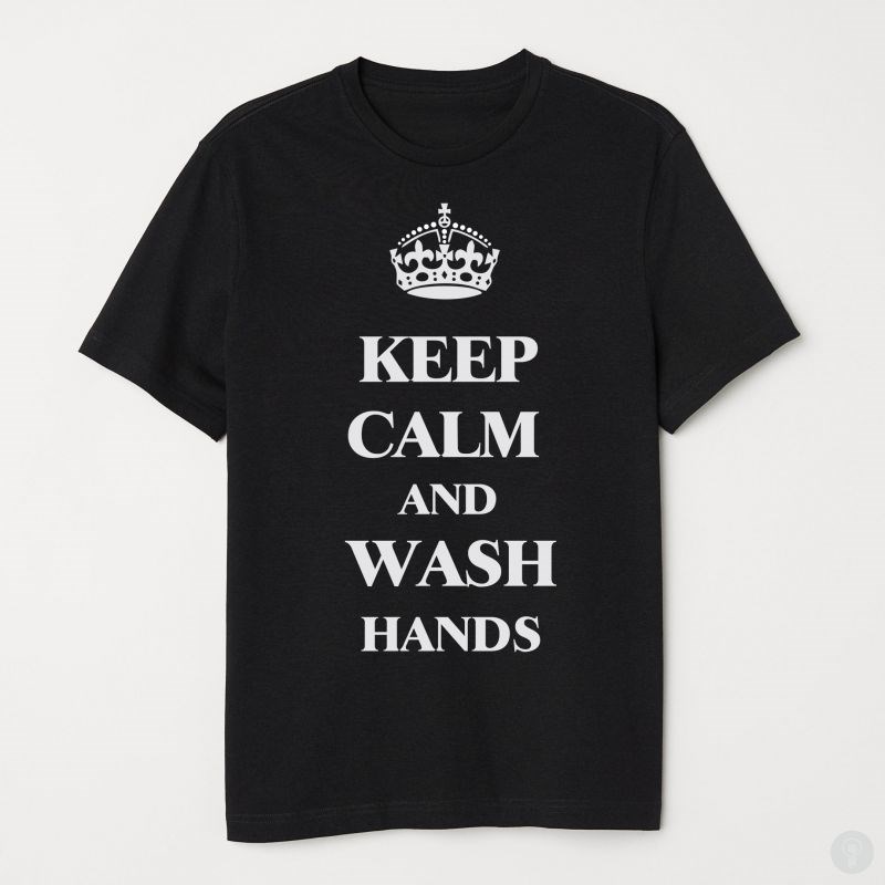 Черная футболка Keep Calm and Wash Hands