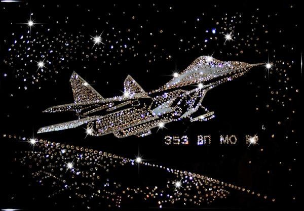 Картина с кристаллами Swarovski Истребитель СУ-27