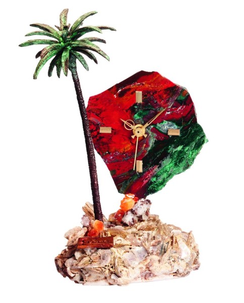Часы Пальмовый рай из яшмы с бронзой, Art of Spain