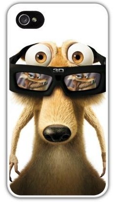 Чехол-накладка для iphone 4/4S, белка в 3D очках